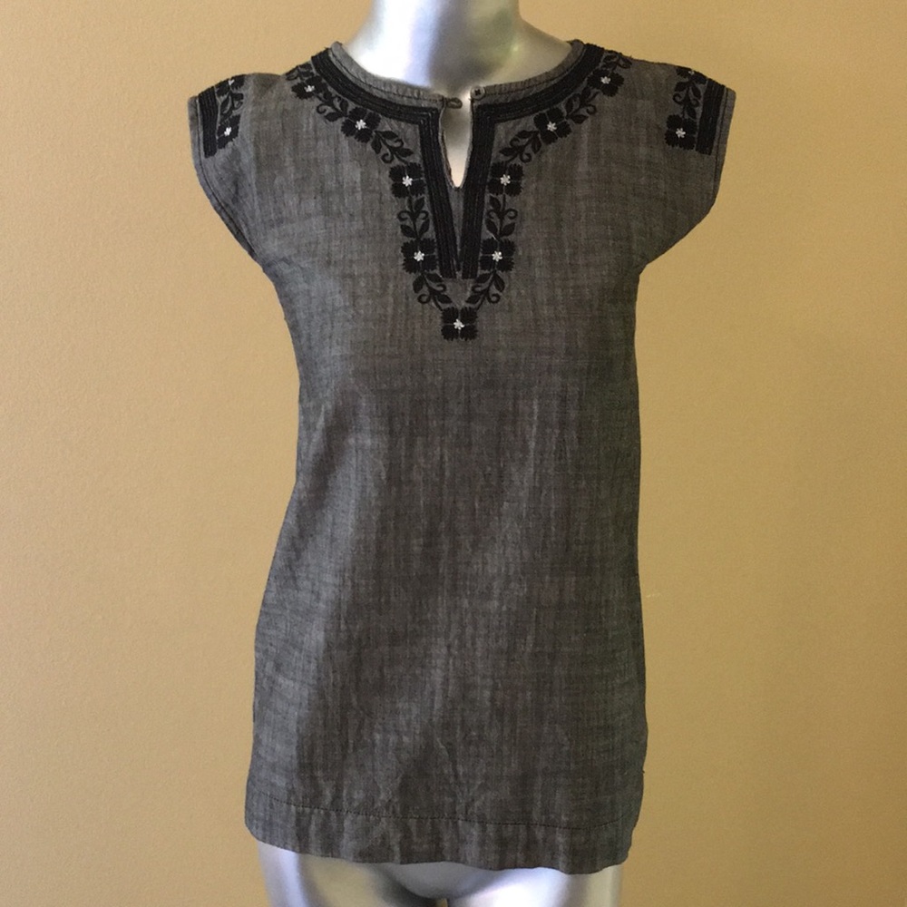 Tea Corzo Chambray Dress Cotton black yarn…